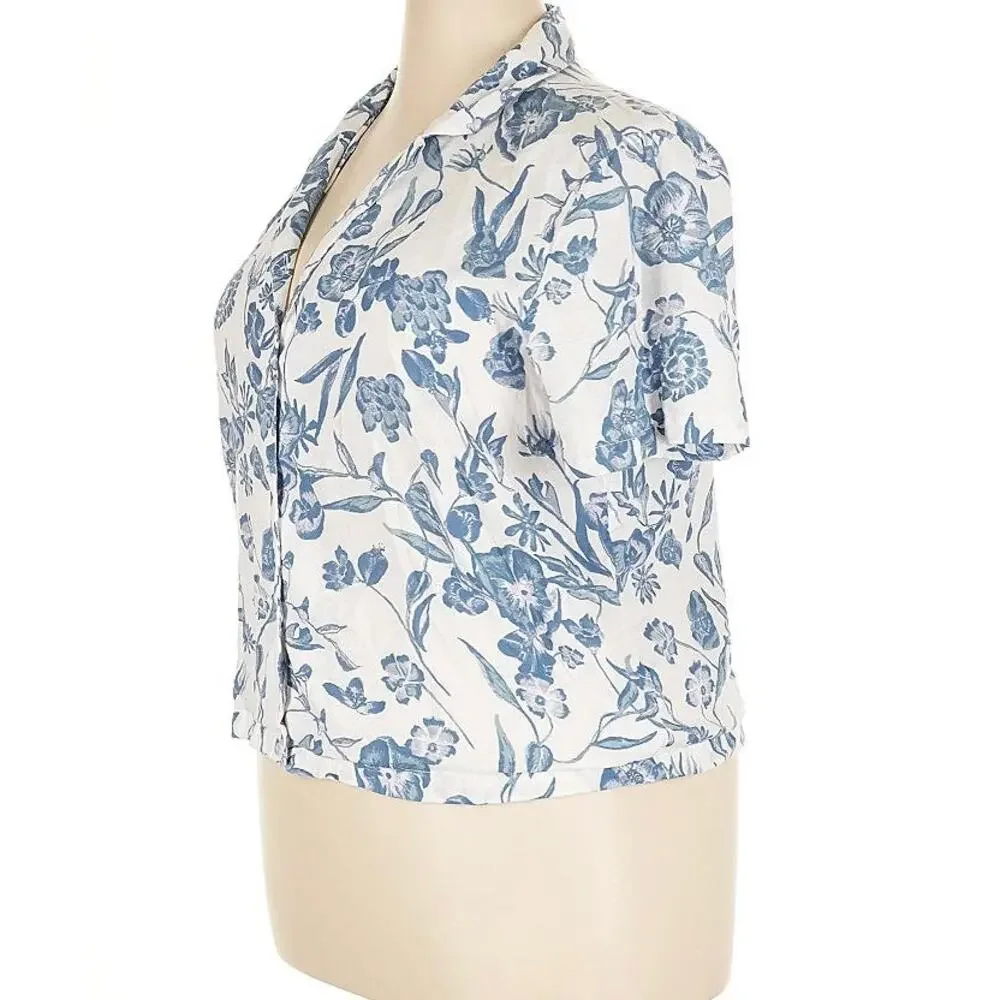J by Joie Size XL Short sleeve blouse button-down - Picture 3 of 8